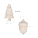 ABOOFAN Unfinished Wooden Figurines 3pcs Mini Wooden Christmas Tree and 1pc Unfinished Wood Acorn Unpainted Blank Figurines Wood Trees Peg People for ABOOFAN