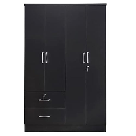 Better Home Products Luna Modern Wood 4 Doors 2 Drawers Armoire in Black Better Home Products