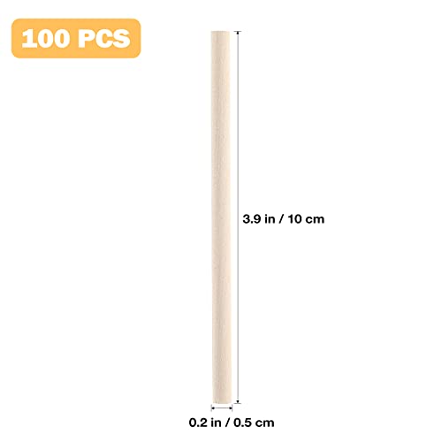 TOYANDONA 100pcs Wooden Dowel Rods, 4 x 1/5 Inch Unfinished Natural Wood Dowel Sticks for Crafts and DIY TOYANDONA