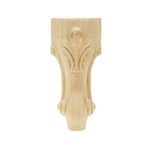 FarBoat 6" Height Unfinished Solid Wood Furniture Legs Replacement Sofa Couch Chair Feet Carved Wood Feet Coffee Table Cabinet Feet Set of 4 FarBoat