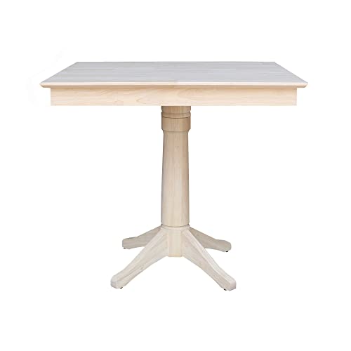 IC International Concepts Square Pedestal Dining Table, Unfinished - WoodArtSupply