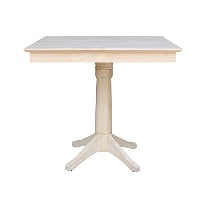 IC International Concepts Square Pedestal Dining Table, Unfinished - WoodArtSupply