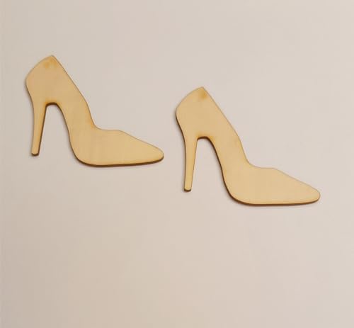 20pcs of High Heels Shaped Wood Cutouts,High Heel Shape,Wooden High Heel for Crafts and Decorations (4'') RUIXUAN