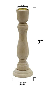 7 Inch Tall Unfinished Wooden Candlesticks with Metal Candle Holder Cup Center - Versatile & Customizable Decor for Crafting, Home, and Group Creative Hobbies