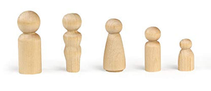 Hygloss Wood Peg Dolls – Craft Paintable Birchwood Doll People – Assorted Family, 40 Pieces