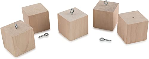 Unfinished Christmas Tree Ornaments with Screws 1-3/4-inches, Pack of 6 Pre-Drilled Cubes, Wooden Blocks for Crafts & DIY Decor, by Woodpeckers Woodpeckers