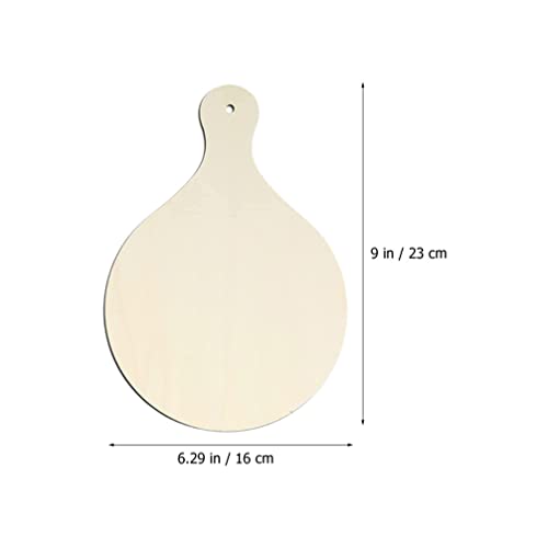 TEHAUX 4pcs Wood Craft Cutting Board Unfinished Mini Wooden Cutting Board DIY Blank Paddle with Handle Round Serving Board Chopping Board for TEHAUX