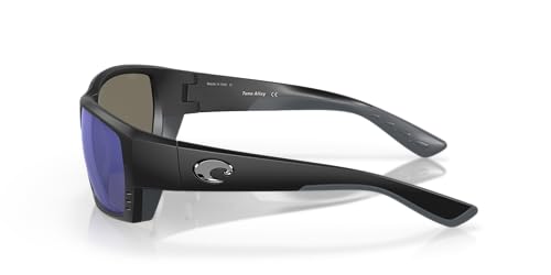 Costa Del Mar Men's Tuna Alley Polarized Rectangular Sunglasses, Matte Black/Grey Blue Mirrored Polarized-580G, 62 mm Costa Del Mar