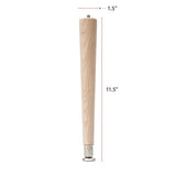 WADDELL Round Taper Leg, 12"H | Self Leveling Sanded Wood Coffee Table Legs with 5/16" Hanger Bolt | Replacement Unfinished Furniture Legs DIY Home Waddell