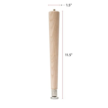 WADDELL Round Taper Leg, 12"H | Self Leveling Sanded Wood Coffee Table Legs with 5/16" Hanger Bolt | Replacement Unfinished Furniture Legs DIY Home - WoodArtSupply