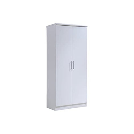 HODEDAH IMPORT Hodedah 2-Door Armoire with 4-Shelves Wardrobe, 17"D x 31.5"W x 73"H, White Hodedah