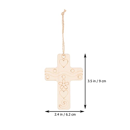 Sewroro 50 Sets Unfinished Wood Cutout DIY Cross Shaped Wood Pieces Blank Wood Cross with Hemp Ropes for DIY Projects Crafts Xmas Tree Hanging Sewroro