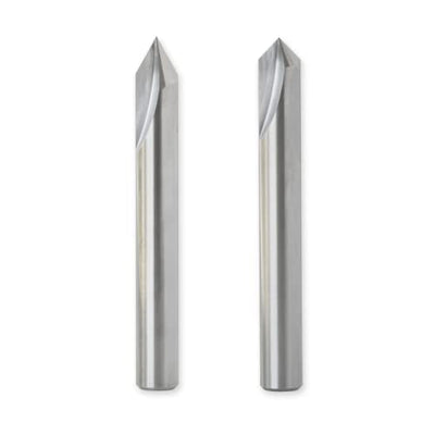 ROUTYBITS - 2 Pack - 60 and 90 Degree - V Bit Engraver Bit Set - 1/4 Inch Diameter Shank, Solid Carbide, Engraving, CNC Router Bits