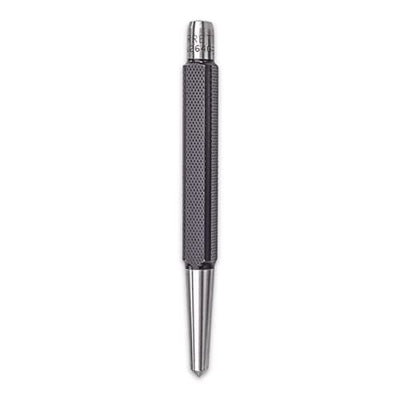 Starrett Steel Center Punch with Square Shank and Knurled Finger Grip - Hardened and Tempered, 5" Length, 1/4" Diameter Tapered Point, 7/16" Square