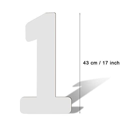 AIEX 17 Inch Blank Wooden Number 1 White Unfinished Wood Slices Sign Board for DIY Craft Projects Home Sign Wall Birthday Wedding Party Decoration AIEX
