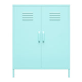Novogratz Cache 2 Door Metal Locker Storage, Mint Cabinet Novogratz
