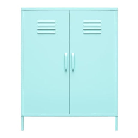 Novogratz Cache 2 Door Metal Locker Storage, Mint Cabinet Novogratz