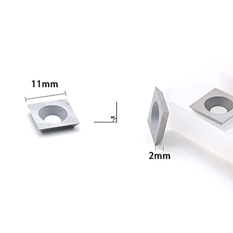 CDBP 11mm Square Straight Carbide Inserts for woodturning, 11×11×2.0mm Replacement Cutter for Woodworking Fits Spiral Helical Planer Cutter Head or CDBP