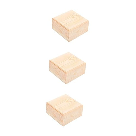 Tofficu 3 Pcs Wooden Storage Box Wooden Storage Case Vintage Storage Cubes with Lid Unfinished Wood Crate Unpainted Wooden Desk Topper Jewelry Tofficu