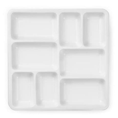 MEEDEN 8-Well Ceramic Artist Paint Palette, Square Porcelain Watercolor Palette, White Ceramic Mixing Tray for Gouache Painting, Oil Painting, MEEDEN