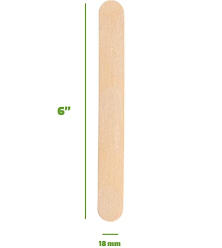 [100 Count] Jumbo 6 Inch Wooden Multi-Purpose Popsicle Sticks,Craft, ICES, Ice Cream, Wax, Waxing, Tongue Depressor Wood Sticks GUSTO