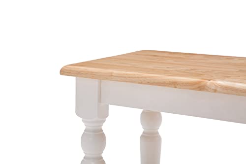 Boraam Farmhouse Bench, White/Natural 14 x 48 x 18 Boraam