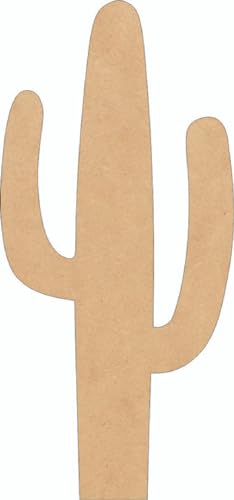 Blank Cactus Wooden 6 Inch Cutout, Unfinished Wood Western Cacti Craft Shape, Paintable MDF
