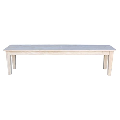 IC International Concepts International Concepts Shaker Style Unfinished Bench, 72" x 14" x 18" - WoodArtSupply