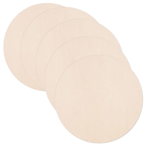 Yardwe 5pcs Wood Circles for Crafts Unfinished Rounds Wooden Cutouts Blank Slices for DIY Coasters Crafts Door Hanger Sign Painting Christmas Home Yardwe