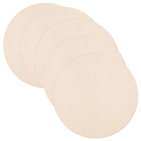 Yardwe 5pcs Wood Circles for Crafts Unfinished Rounds Wooden Cutouts Blank Slices for DIY Coasters Crafts Door Hanger Sign Painting Christmas Home Yardwe