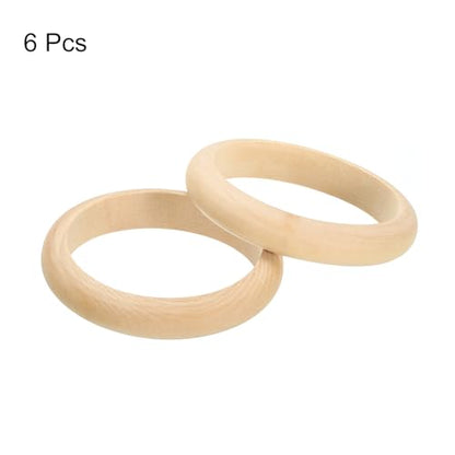 uxcell Wooden Bangle Bracelet, 6Pcs 81mm - Log Retro Macrame Rings, Unfinished Smooth Wood Circle, Wooden Rings for Crafts, Jewelry, DIY Making, Home - WoodArtSupply