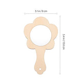 Tofficu 8pcs DIY Wooden Handle Mirror Unfinished Blank Wood Hand Mirror Handheld Mirror Toys Flower Shape Vanity Makeup Mirror Travel Pocket Makeup Tofficu