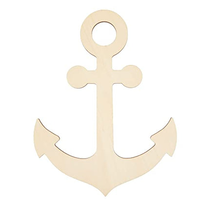 12 Pack Unfinished Wooden Anchors for Crafts, Nautical Wood Cutouts for DIY Projects, Nautical Decor (11.6 x 8.8 in) - WoodArtSupply