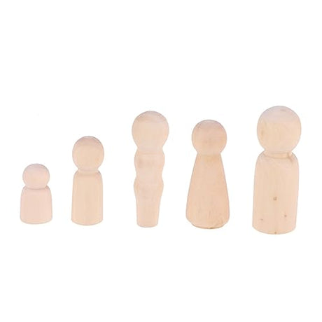 VILLCASE 10pcs Wooden People Shapes Wooden People Toys Wooden Peg People Unfinished Wooden Family Peg Dolls Wooden People Figures Kids Mannequin DIY VILLCASE