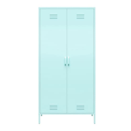 Novogratz Cache Tall 2 Door Metal Locker Cabinet, Mint - WoodArtSupply