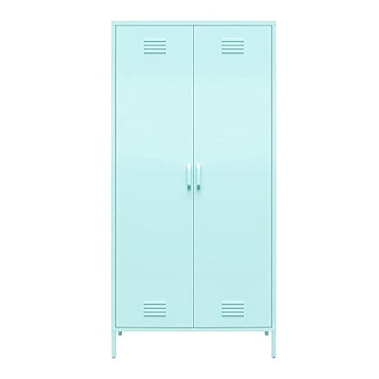 Novogratz Cache Tall 2 Door Metal Locker Cabinet, Mint - WoodArtSupply