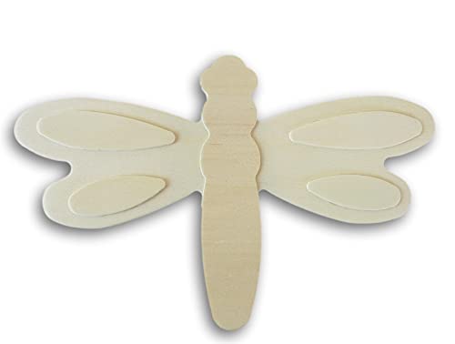 Unpainted Layered Dragonfly Wood Shape Decor - 4 3/8 x 6 7/8 x 1/4 Inch - for Arts and Crafts Woodpile Fun!