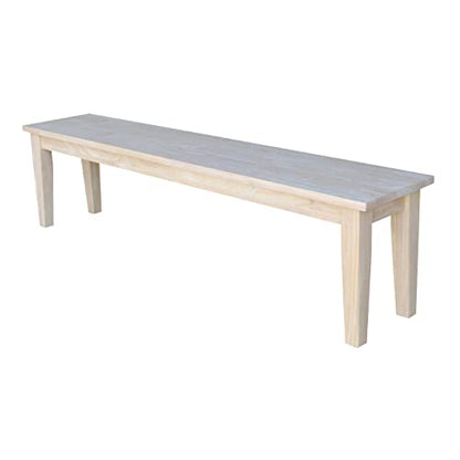 IC International Concepts International Concepts Shaker Style Unfinished Bench, 72" x 14" x 18" - WoodArtSupply