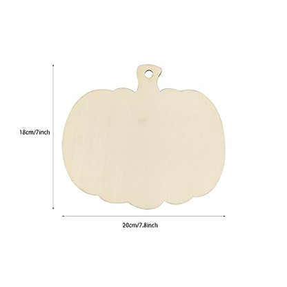 16 Pack Wood Pumpkin Cutouts Unfinished Wooden Pumpkin Hanging Ornaments DIY Pumpkin Craft Gift Tags for Thanksgiving Christmas Home Party Decoration