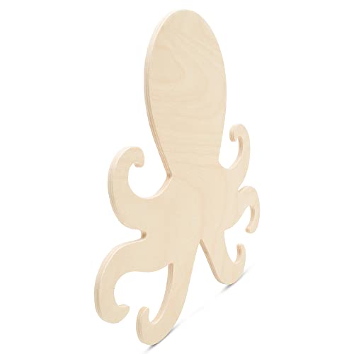 Wood Octopus Cutout 11 x 12 inches, Pack of 2 Unfinished Wood Door Hanger Cutout, Wooden Animals for Crafts & Summer, by Woodpeckers Woodpeckers