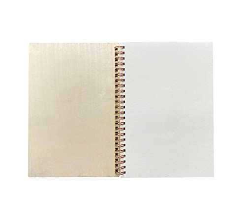 4 Pack A5 Wood Cover Jounal Notebook 40 Sheets Sketchbook 8.5 x 5.8 in Unlined Spiral Notebook for Crafting Project,Small Scrapbook Cregugua
