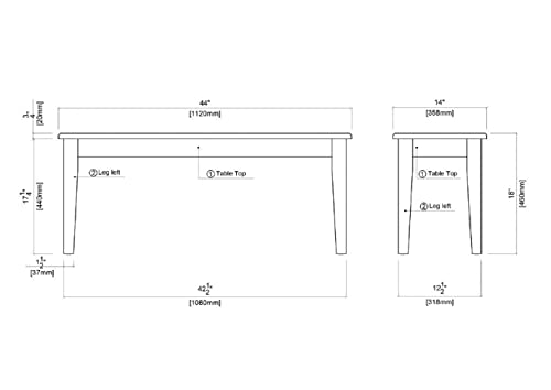 Boraam Shaker Bench, Oak 15 x 44 x 18 - WoodArtSupply