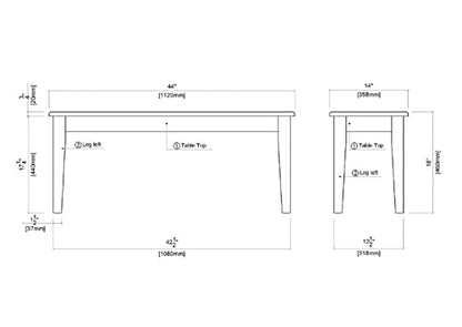 Boraam Shaker Bench, Oak 15 x 44 x 18 - WoodArtSupply