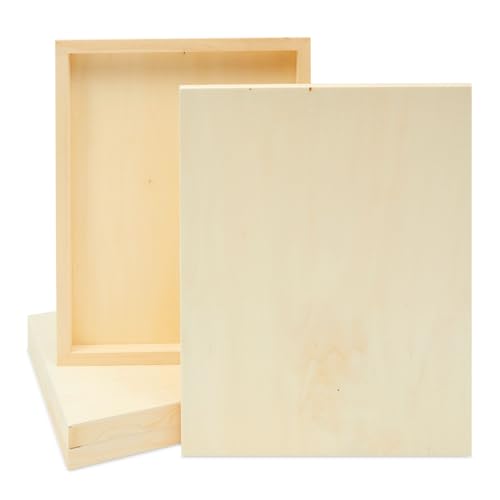 Unfinished Wood Panels for Painting, Blank Wooden Squares for Crafting, Art Pouring (11x14 In, 4 Pack) - WoodArtSupply