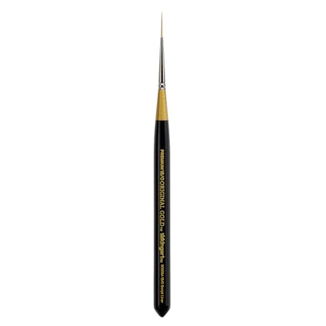 KINGART Premium Original Gold 9050M-18/0 Micro Detail Script Liner - Mini Thick Handle Series Artist Brush, Golden Taklon Synthetic Hair, for KINGART