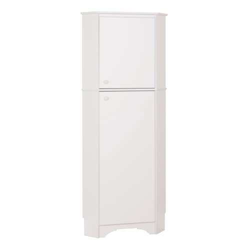 Prepac Elite 29.25" Corner Cabinet with Two Doors, Tall White Storage Cabinet, Corner Cabinet with Doors, Corner Bathroom Cabinet 18.75" D x 29.25" W