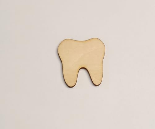 Set of 15 DIY Unfinished Tooth Shape,Tooth Wood Blanks Wooden Tooth Cutout,Wood Shape for Craft Embellishments(2'', Without Hole) RUIXUAN
