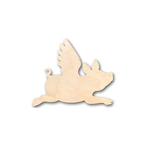 Unfinished Wood Flying Pig Shape - Animal - Joke - Craft - up to 24" DIY 10" / 1/4" - WoodArtSupply