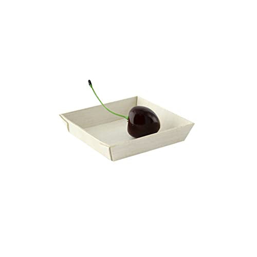 PacknWood -210SAMBQ70 Biodegradable Wood Tray for Serving,charcuterie Tray, Samurai Square Wooden Dish,(2.8 x 2.8") - Case of 200 First