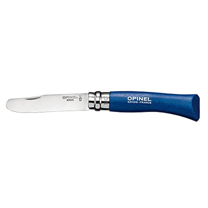 Opinel My First No.7 Stainless Steel Children’s Folding Pocket Knife with Safety Rounded Tip, Painted Handles - WoodArtSupply